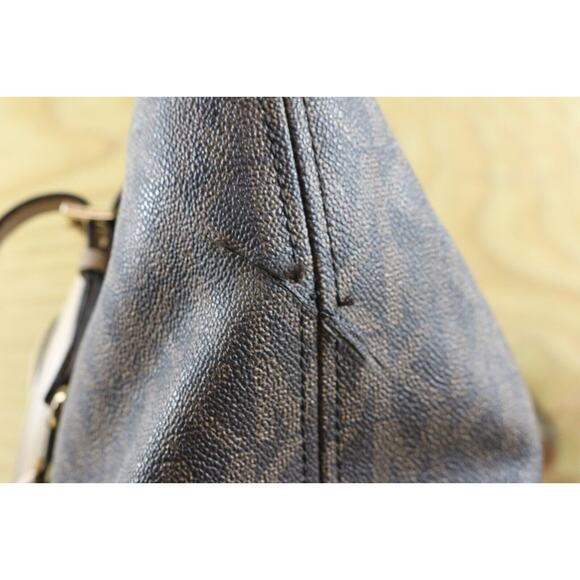 Michael Kors Bag Jet Set Signature Brown Logo Monogram Tote Shoulder Large - Picture 12 of 12